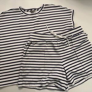 Talbots AirKnit Crew Neck Tee and Shorts, Ace Stripe